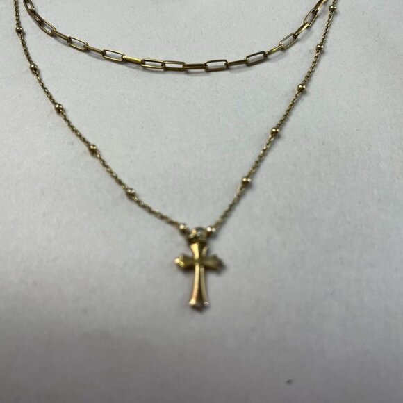 ⭐ Argento Vivo Layered 18K Gold-Plated Cross Sterling Silver Necklace - Picture 3 of 13